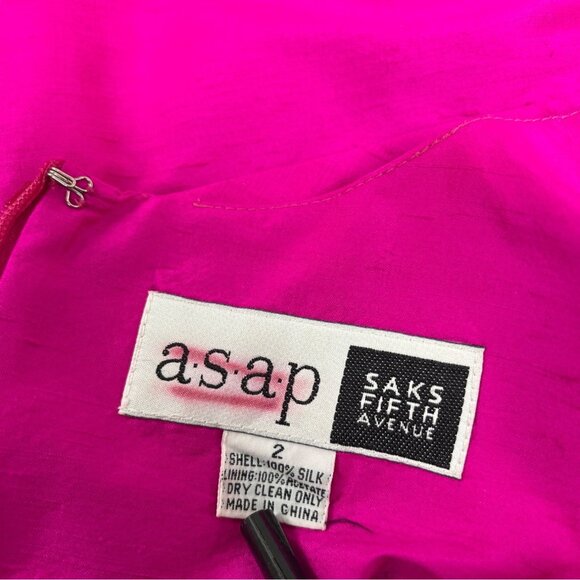 Asap Saks Fifth Avenue Hot Pink Sleeveless Silk Blend Sheath Dress Size 2 - Picture 4 of 5